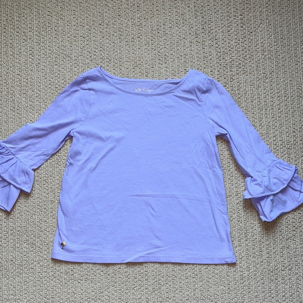 Lilly Pulitzer Purple Ruffle Sleeve Top girls L 8 10